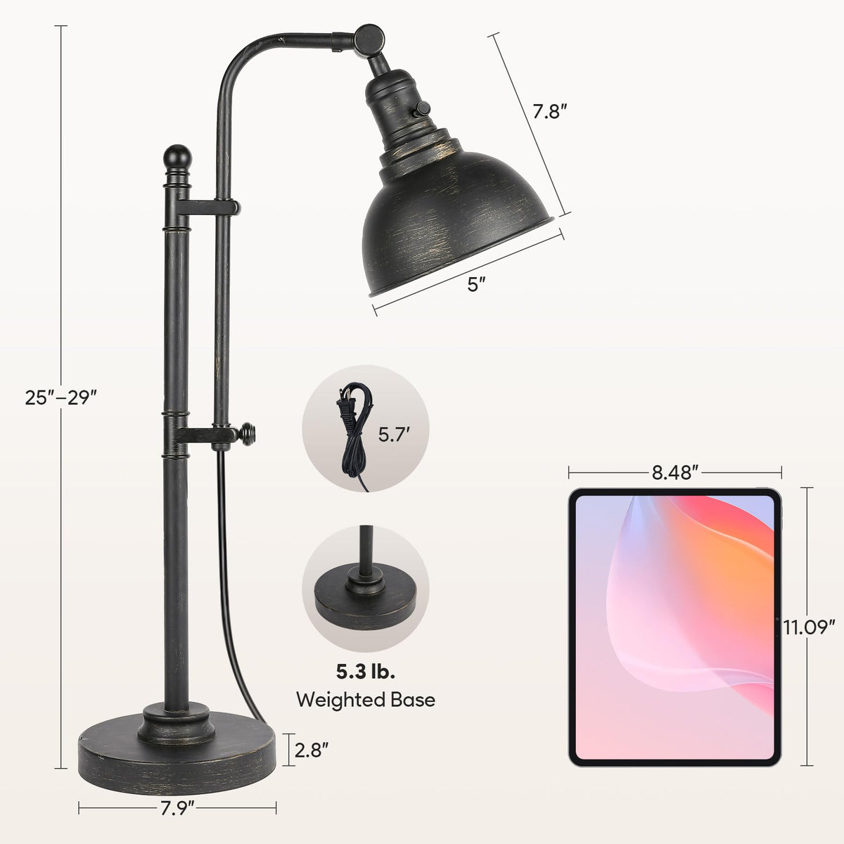 VONLUCE Rustic Desk Lamp aged bronze finish complements vintage interiors.