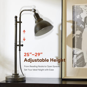 VONLUCE Rustic Desk Lamp bronze shade casts warm light for reading.