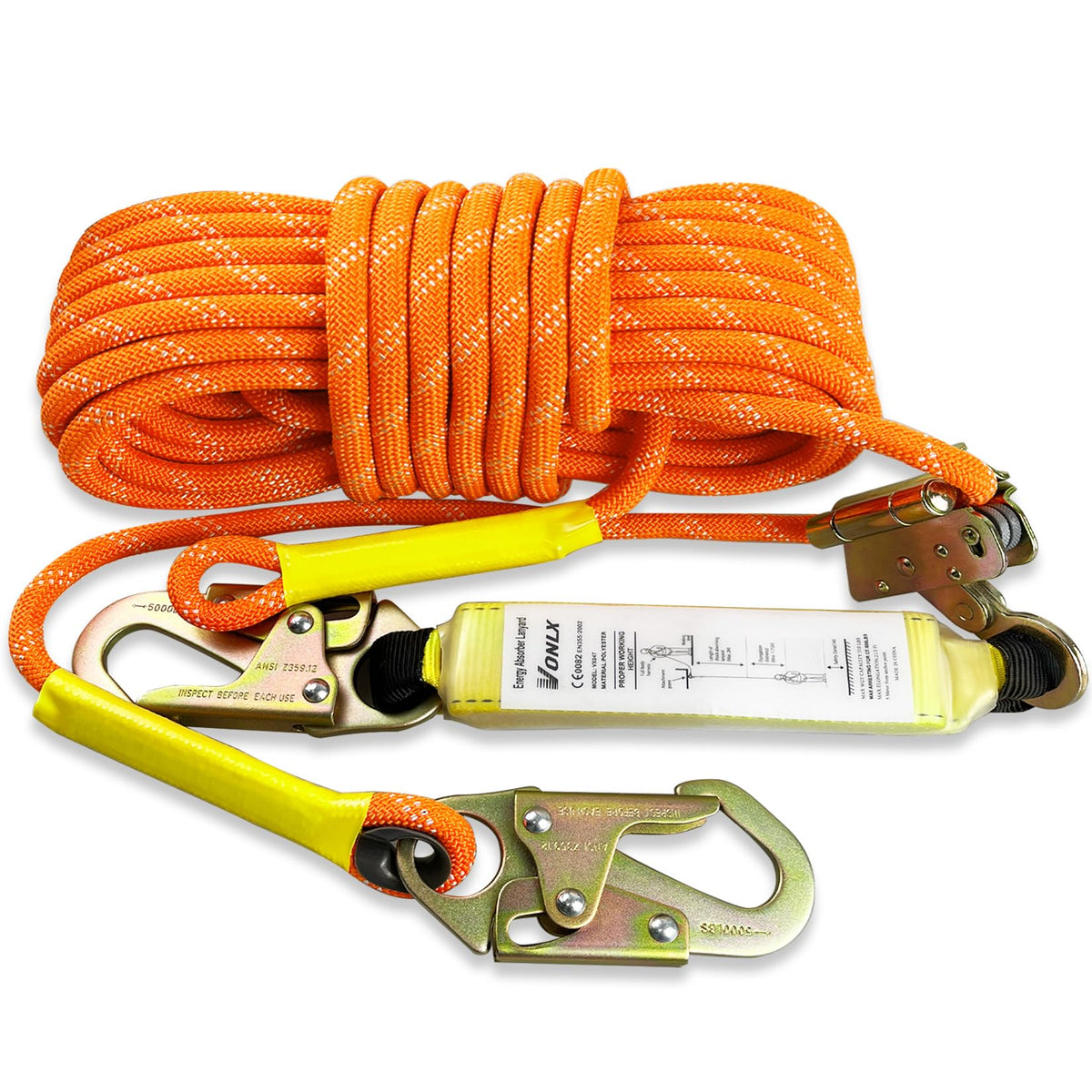 VONLX fall protection rope 50ft for safe roof work and steady lifeline.
