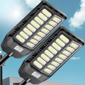 VOOJOY 8000W solar street light provides wide brightness coverage for yards and driveways