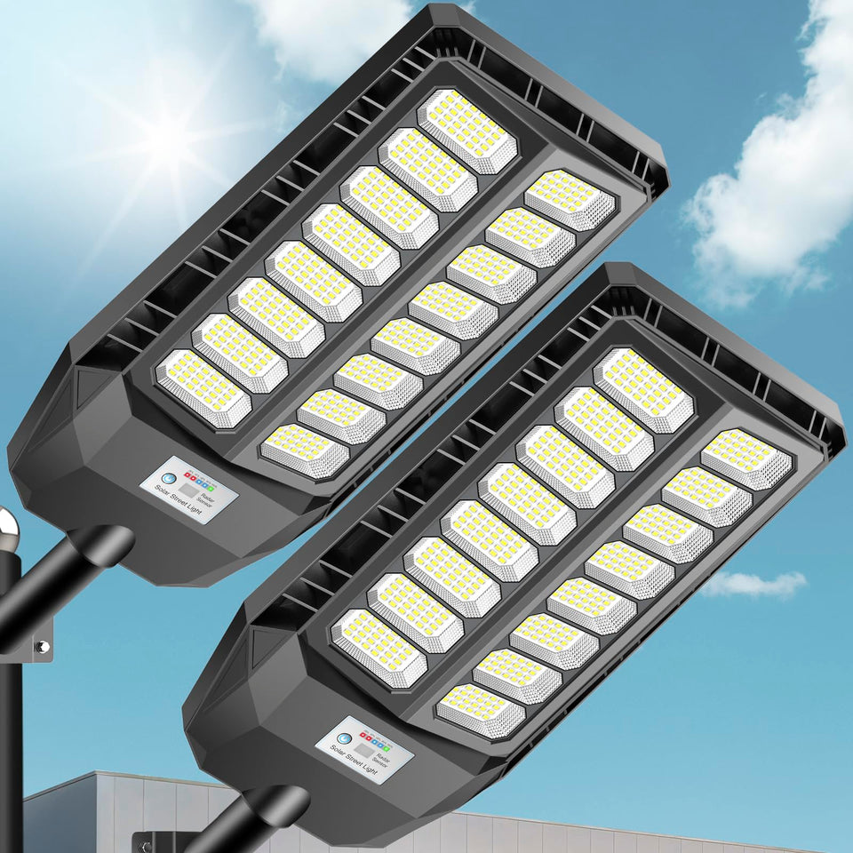 VOOJOY 8000W solar street light provides wide brightness coverage for yards and driveways