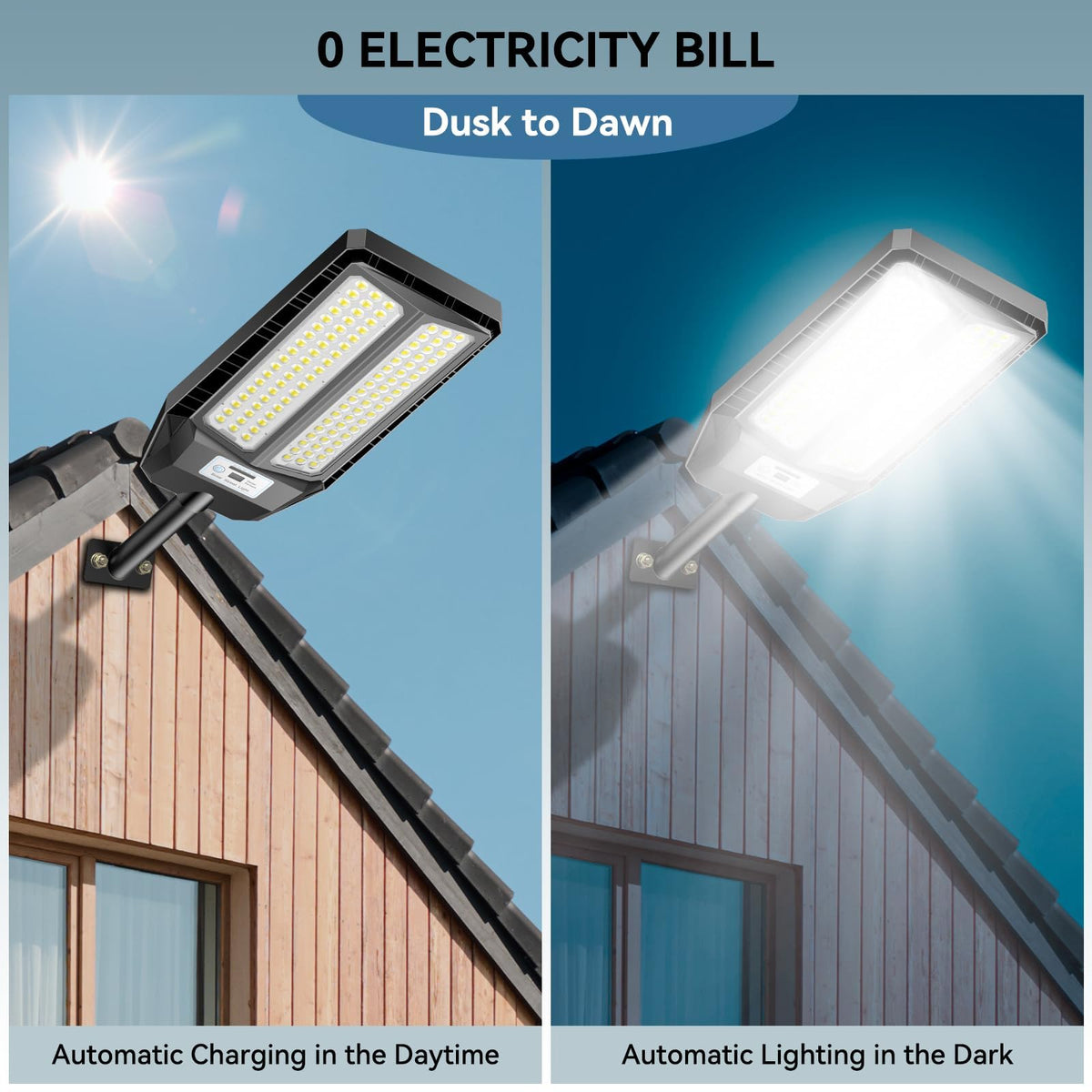 VOOJOY dusk-to-dawn solar street light improves yard visibility at night