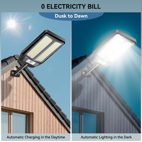 VOOJOY dusk-to-dawn solar street light improves yard visibility at night