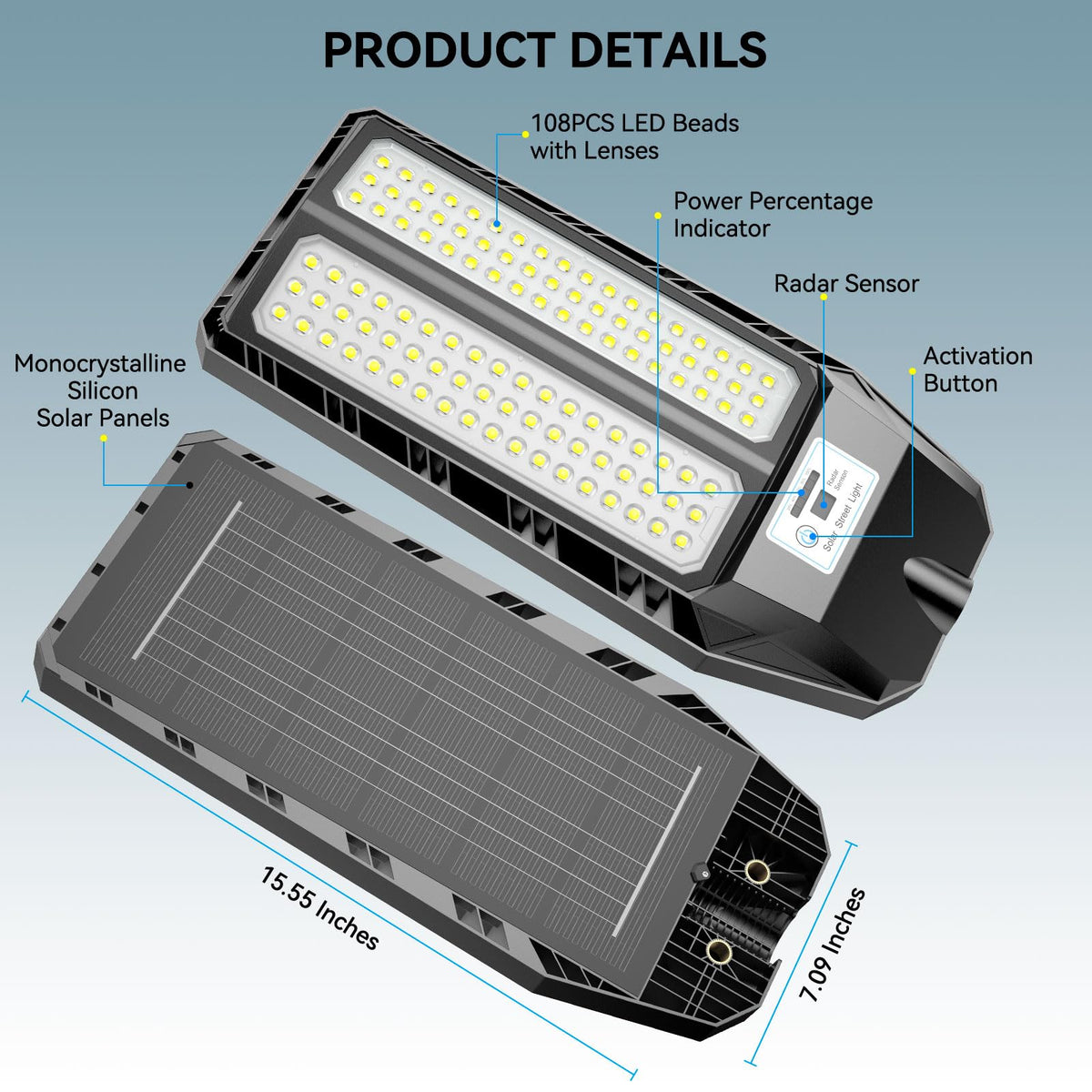 VOOJOY motion sensor street light enhances outdoor security