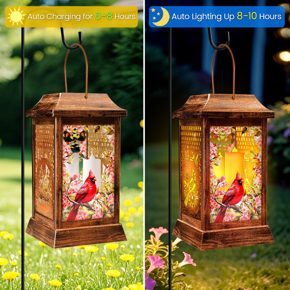 VOOKRY Cardinal Solar Lantern shown as a stylish gift for Mom or gardener