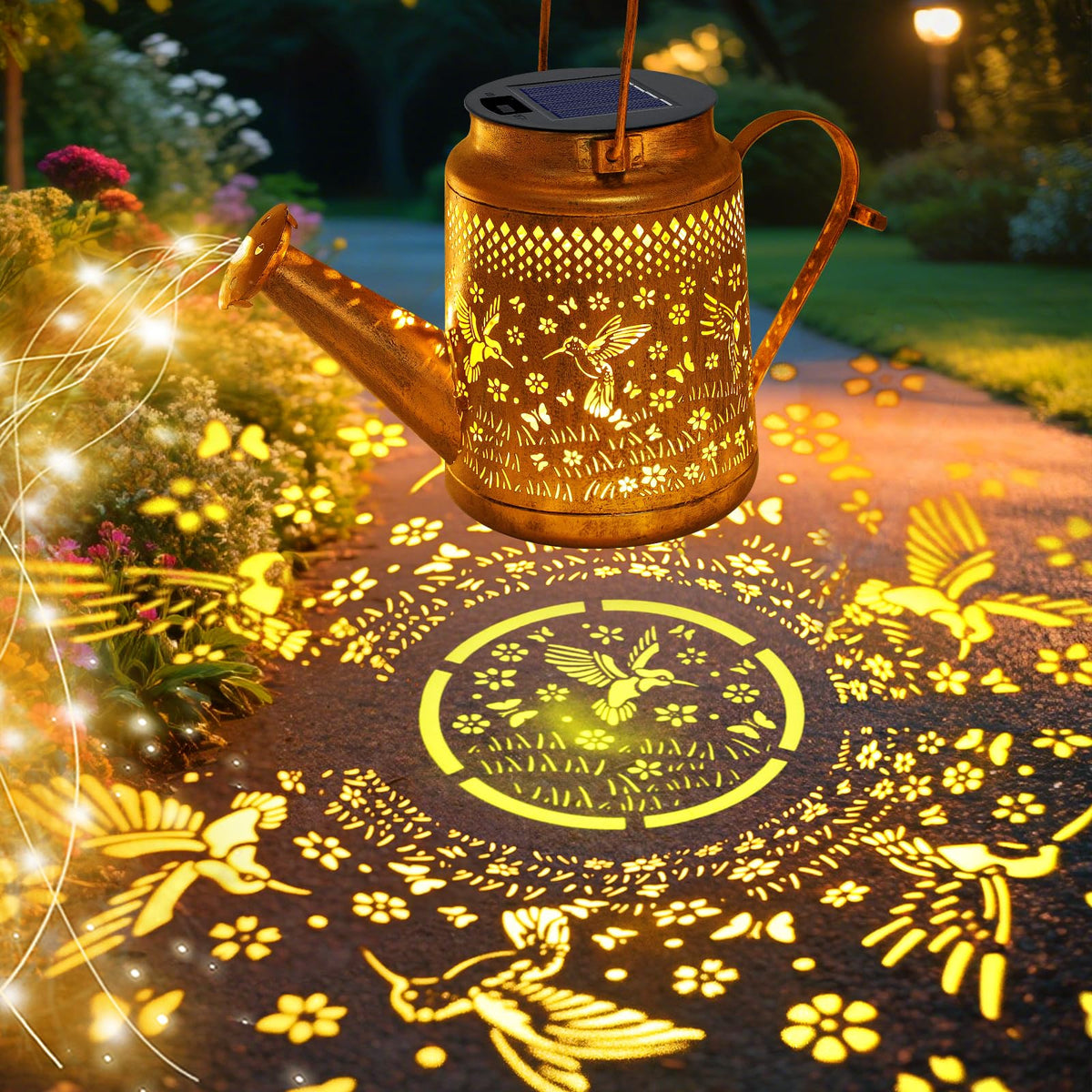 VOOKRY hummingbird metal decor lantern illuminates patios with whimsy