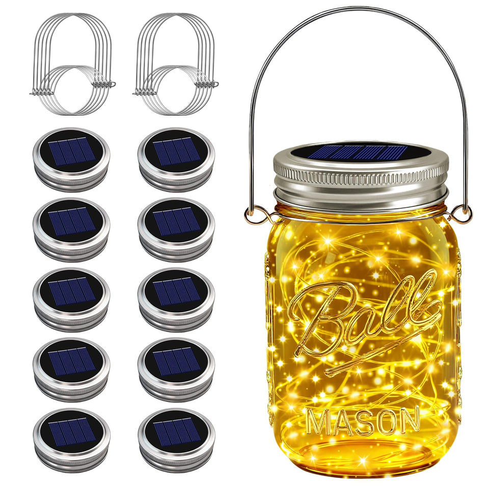 VOOKRY solar mason jar lid lights glow warmly beside plants