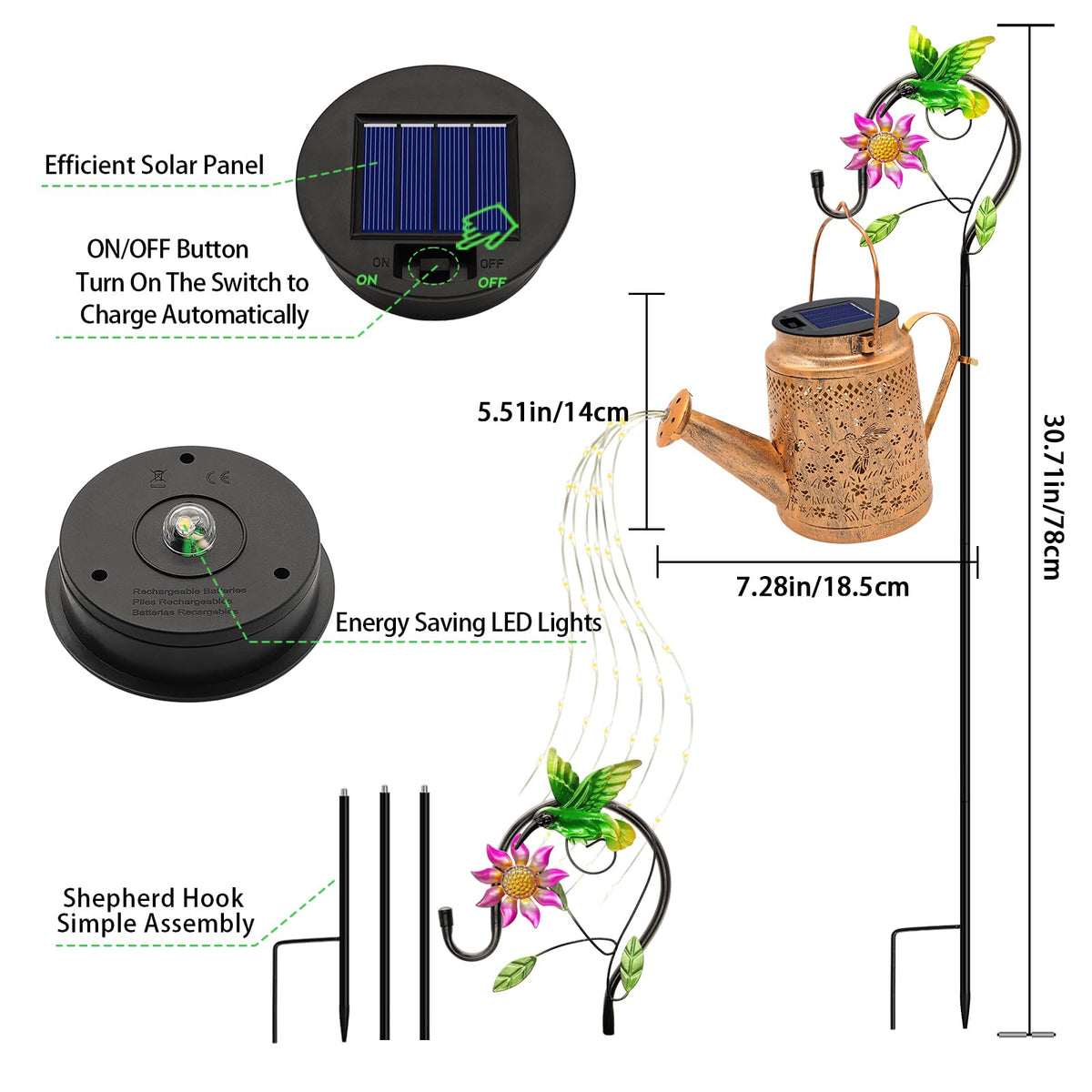 VOOKRY solar-powered garden decor provides energy-efficient night illumination for yards