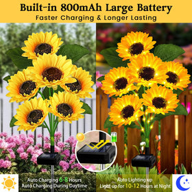 VOOKRY solar sunflowers brighten patios with ambient garden lighting.