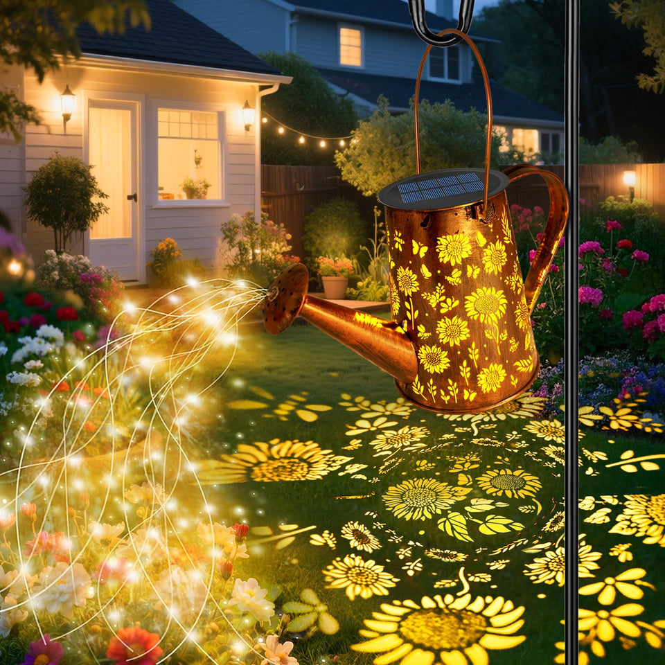 VOOKRY solar watering can lights hanging outdoors for charming garden ambience