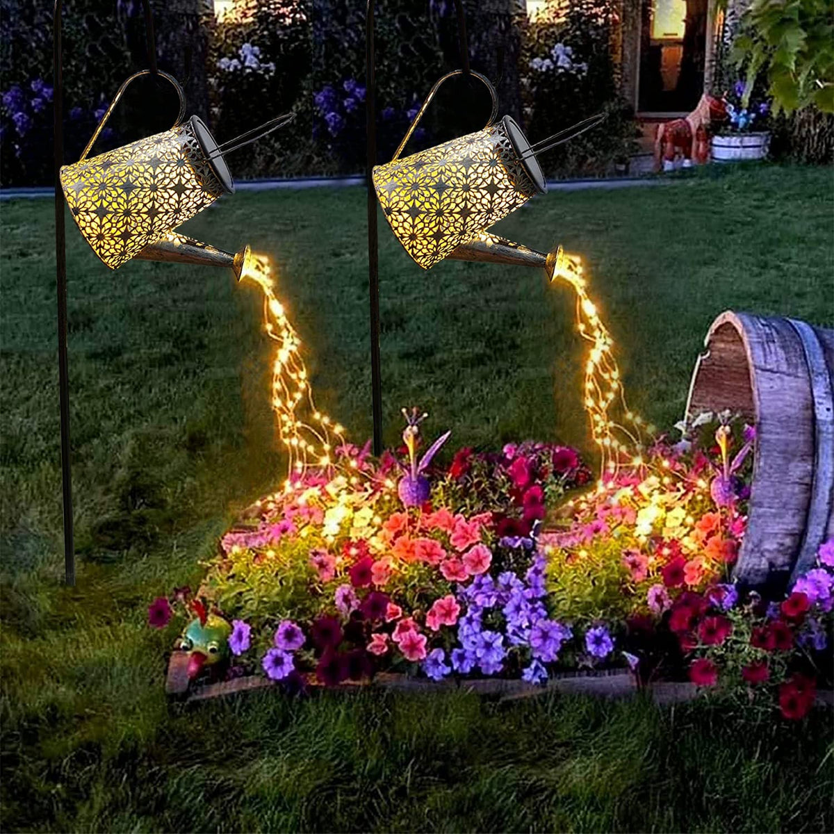 VOOKRY solar watering can lights in packaging, perfect gifting for outdoor decor.