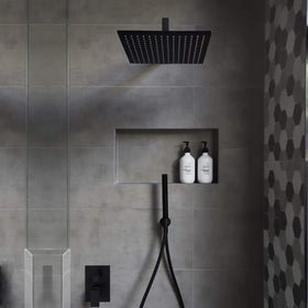 Voolan 12-inch black finish adds modern bathroom style.
