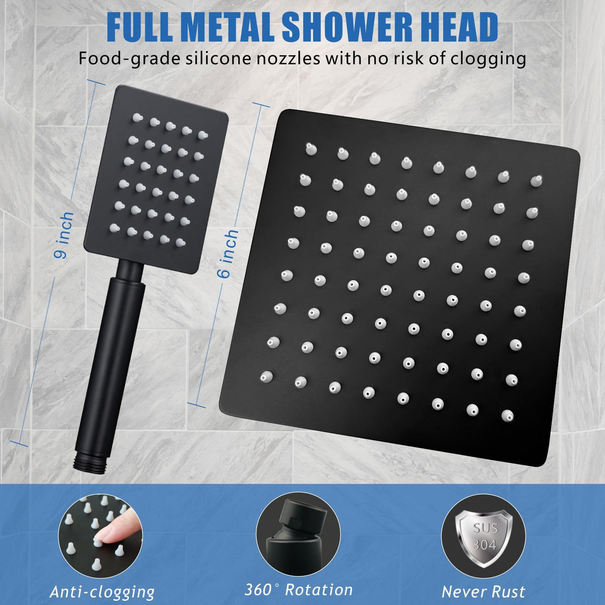 Voolan dual shower heads adjustable length for 27 to 86 inch showers