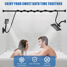Voolan dual shower heads handheld spray attachment for flexible rinsing