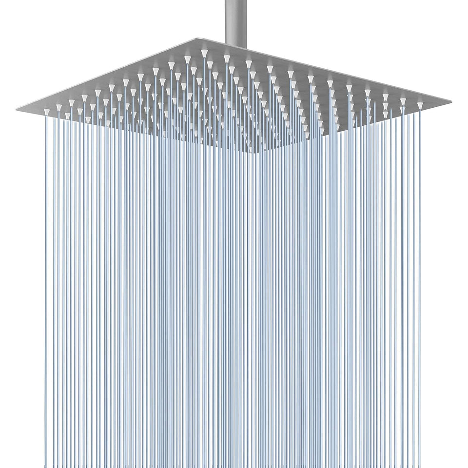 Voolan Rain Shower Head 12-inch square face provides spacious coverage