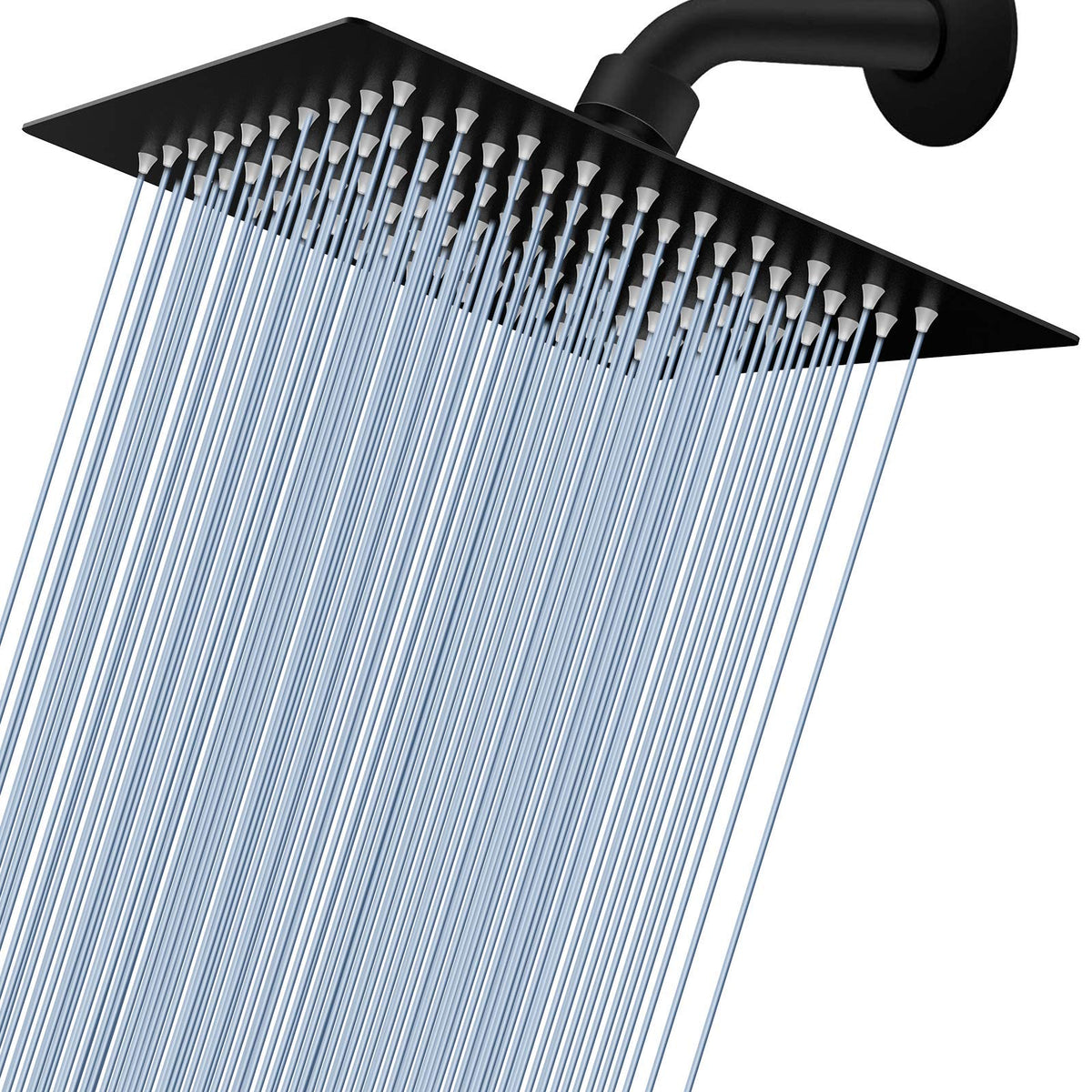 Voolan Rain Shower Head front view in matte black, premium bathroom design.