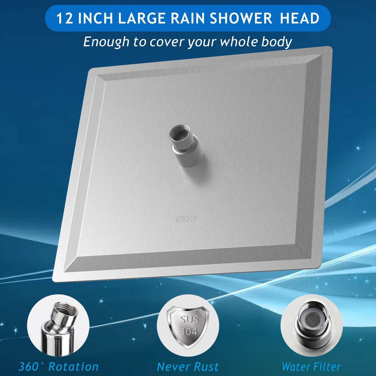 Voolan Rain Shower Head stainless steel construction delivers durable performance