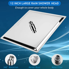 Voolan square chrome shower head with modern style and wide spray