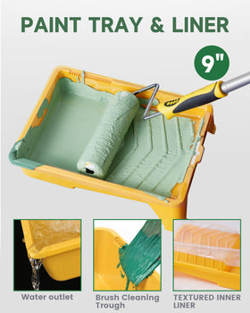 Voomey extension pole assembly demonstrates adjustable length for interior painting.