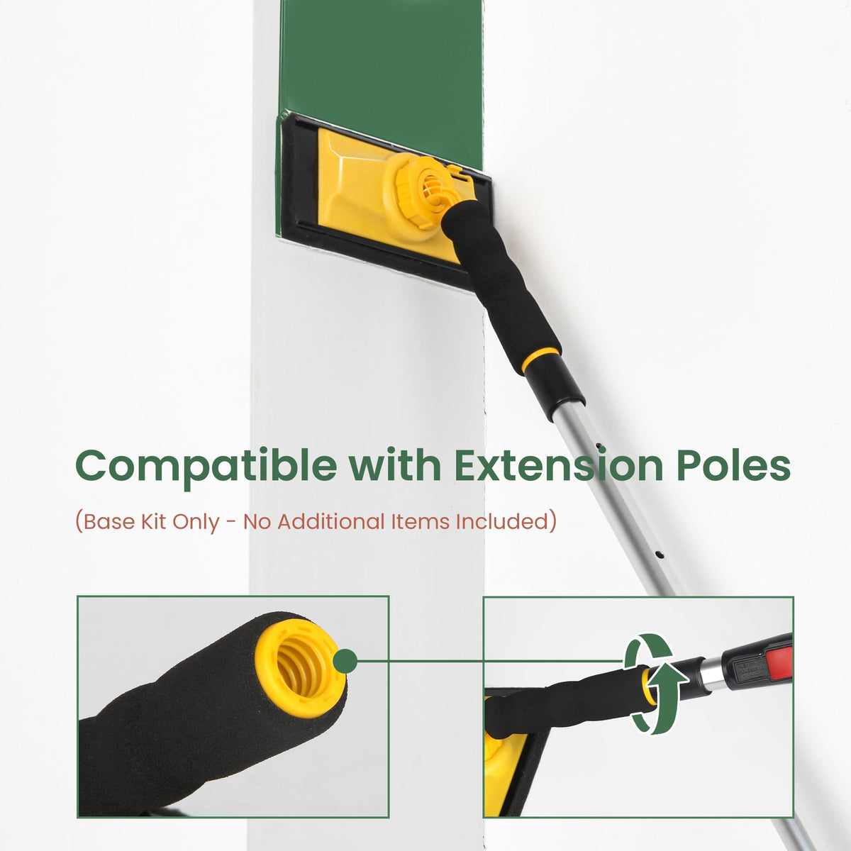 Voomey extension-rod compatibility expands reach for tall walls and ceilings