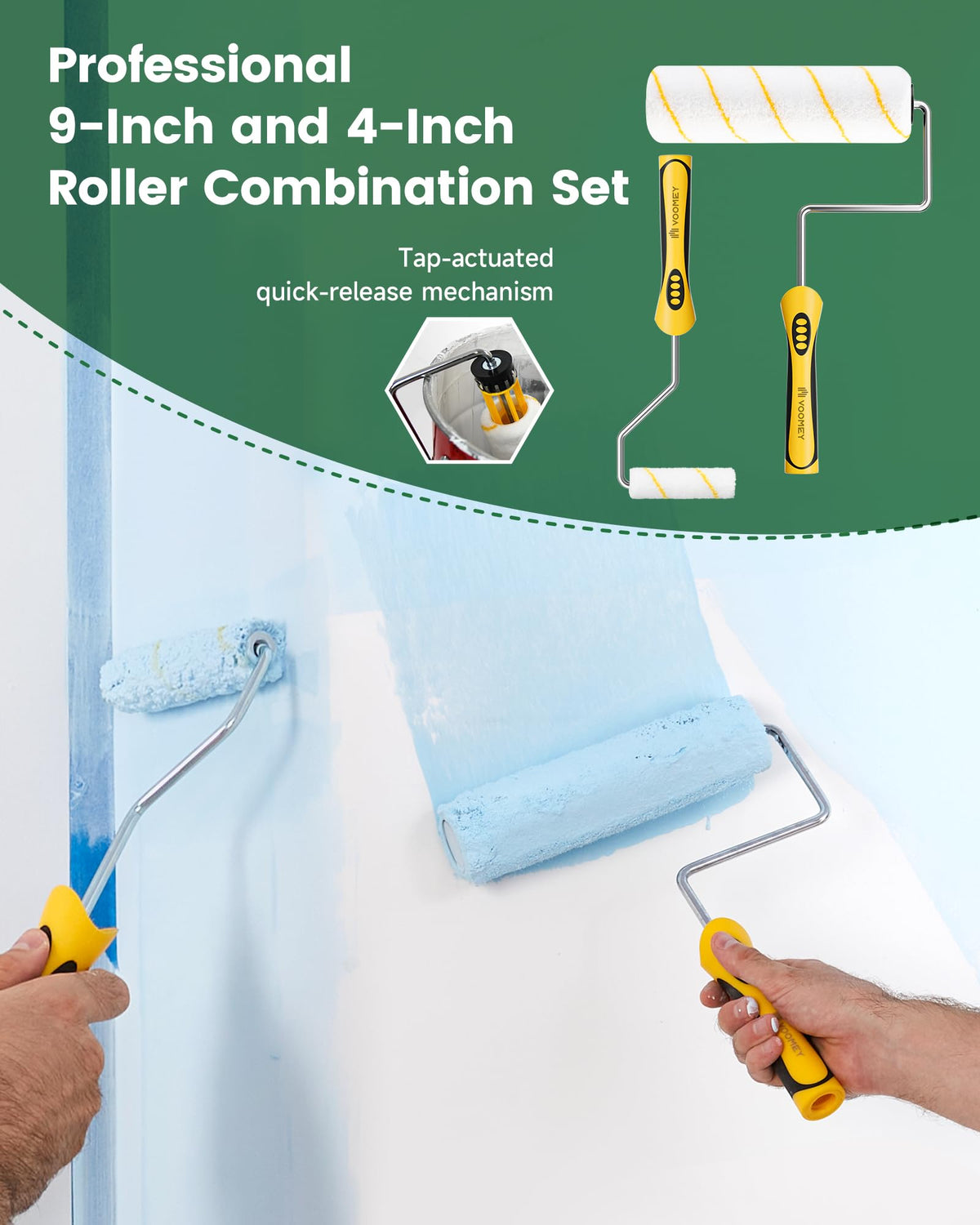 Voomey 9-inch paint tray keeps tools organized and ready to use.