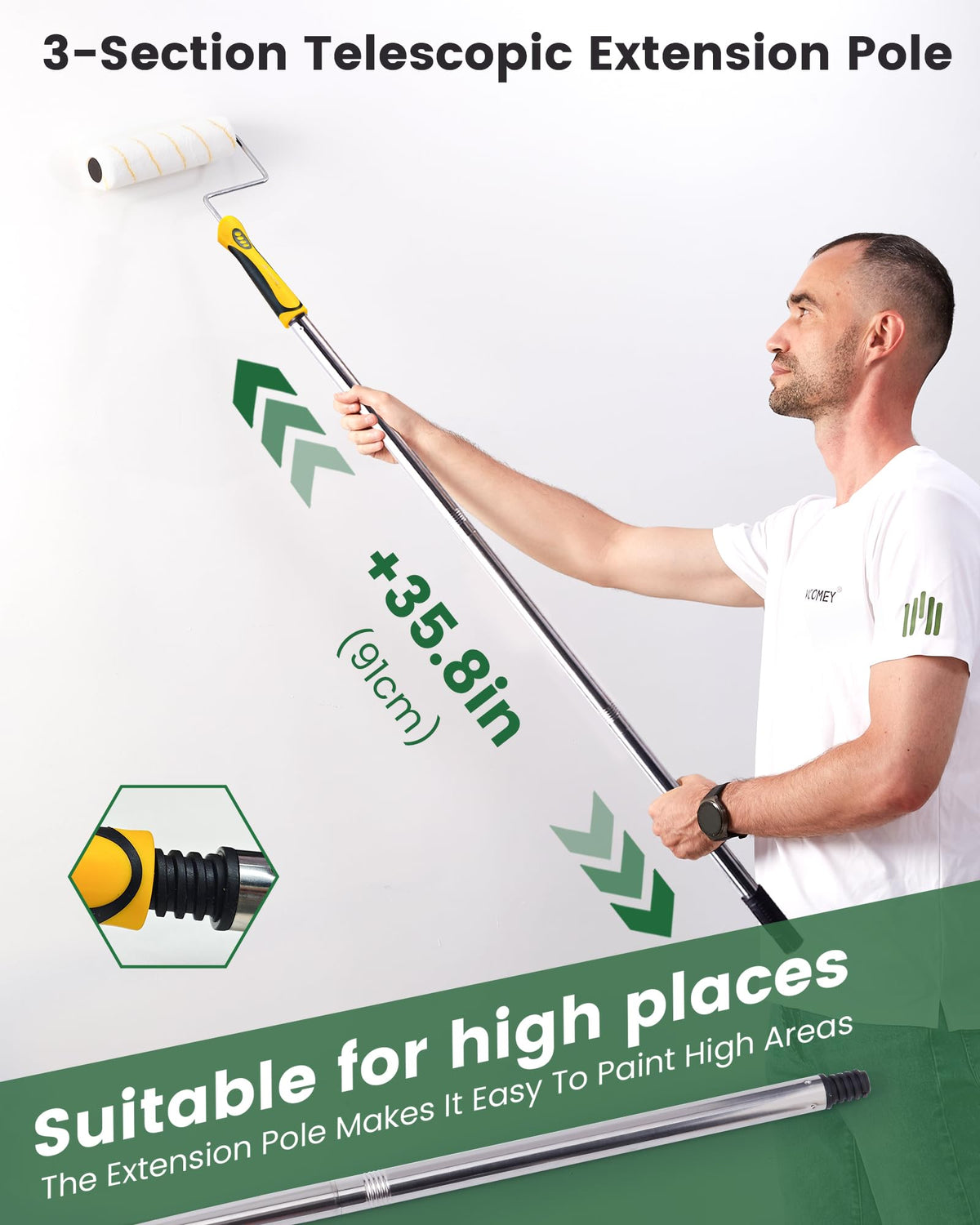 Voomey 9-inch roller frames maintain stability for a smooth finish.
