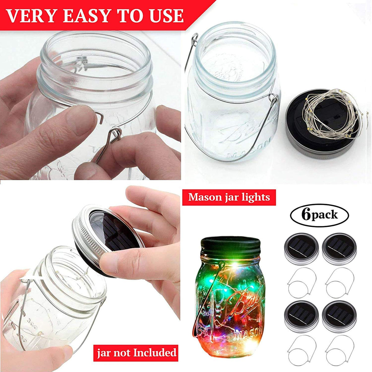 Jars not included; VOOKRY lids fit most regular-mouth jars.