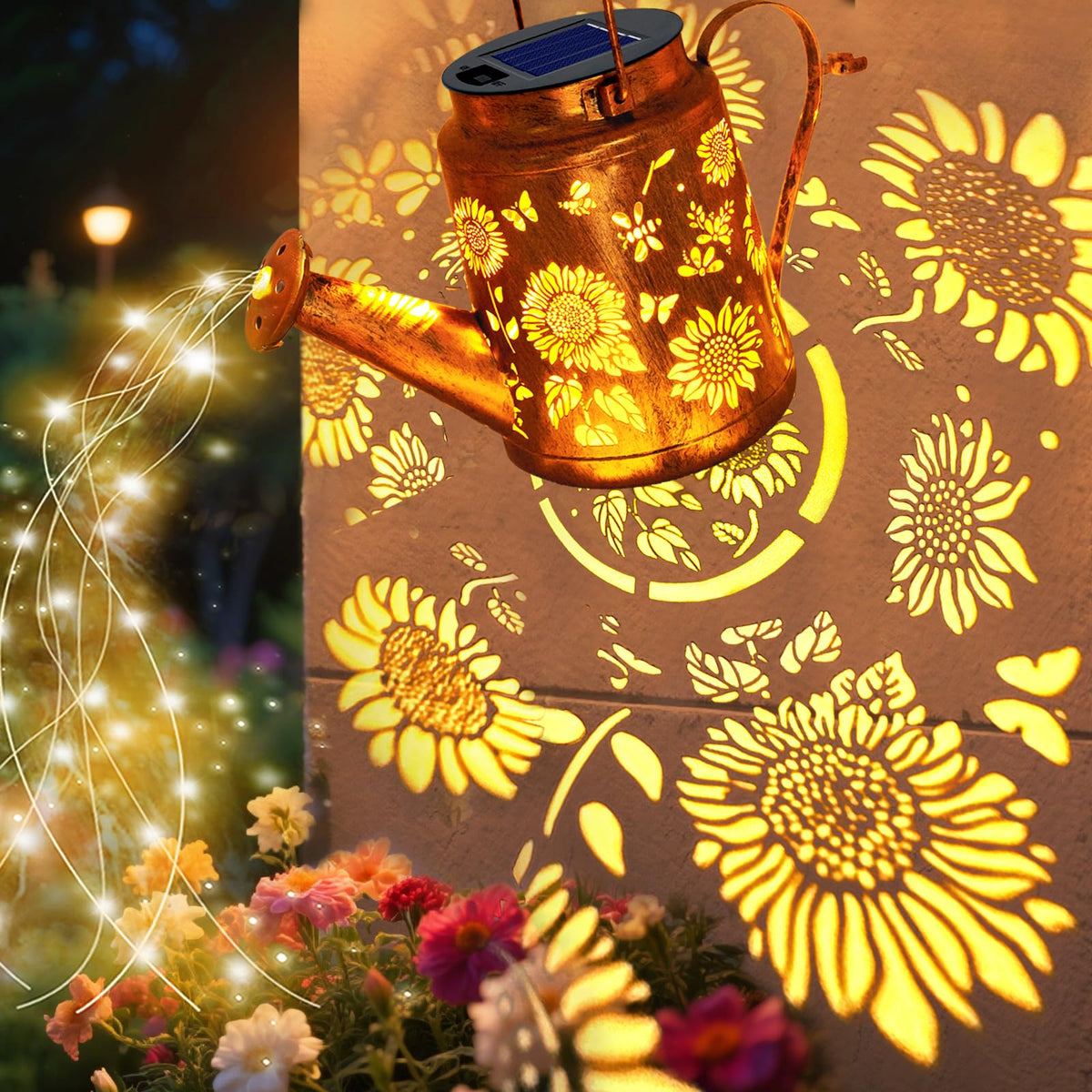 VOOKRY patio and lawn illumination enhances porch ambiance after dark.