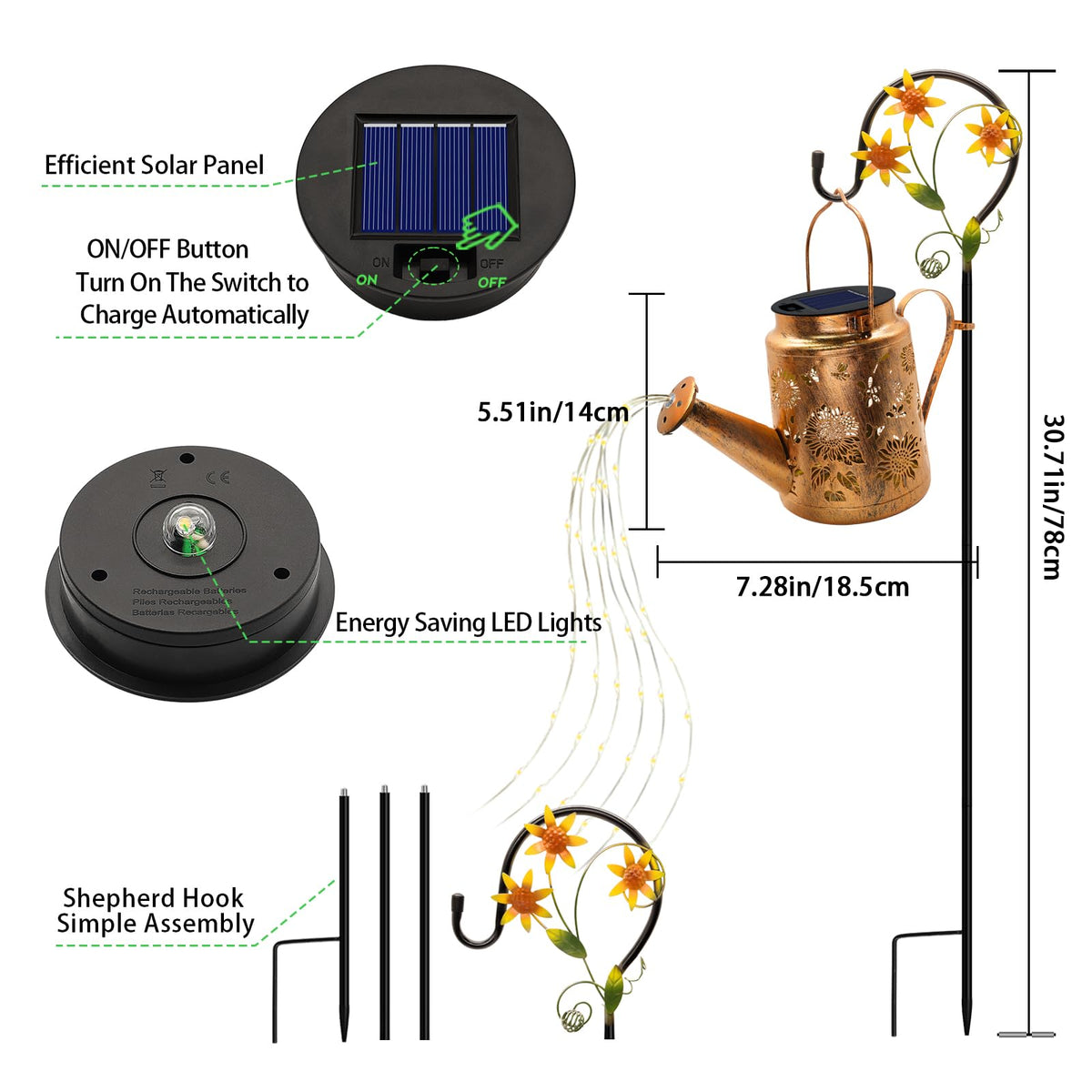 VOOKRY solar panel lights lower energy use for outdoor spaces.