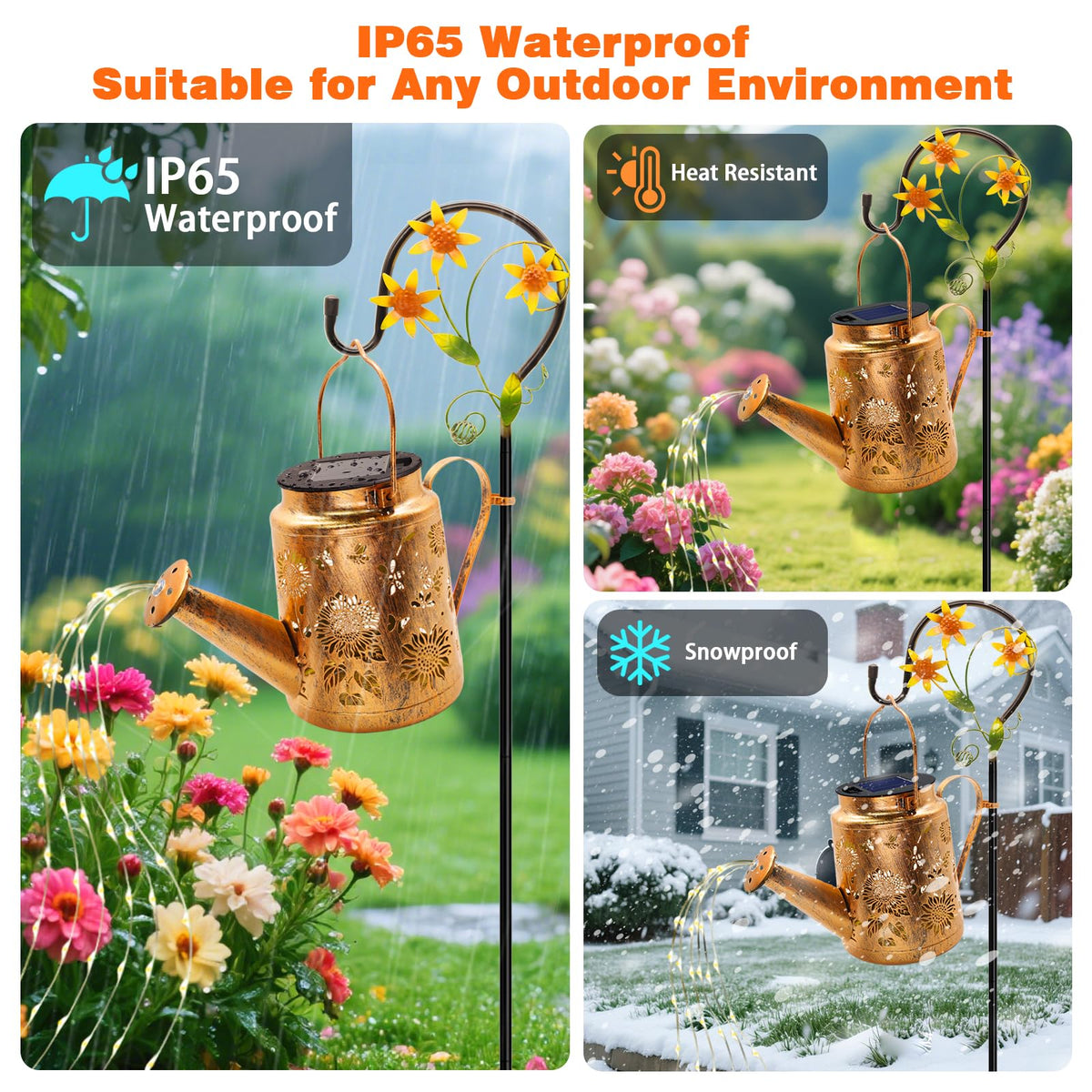 VOOKRY weatherproof lanterns endure rain and shine for year-round decor.
