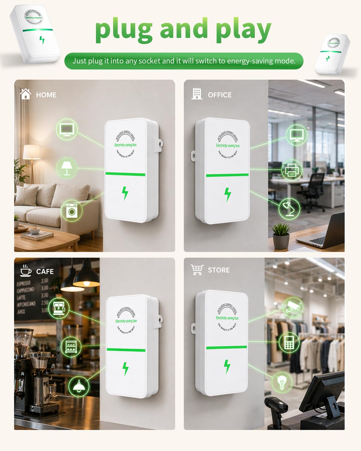 VOOYVEX Power Plug Pro Energy Saver in a modern home office setup