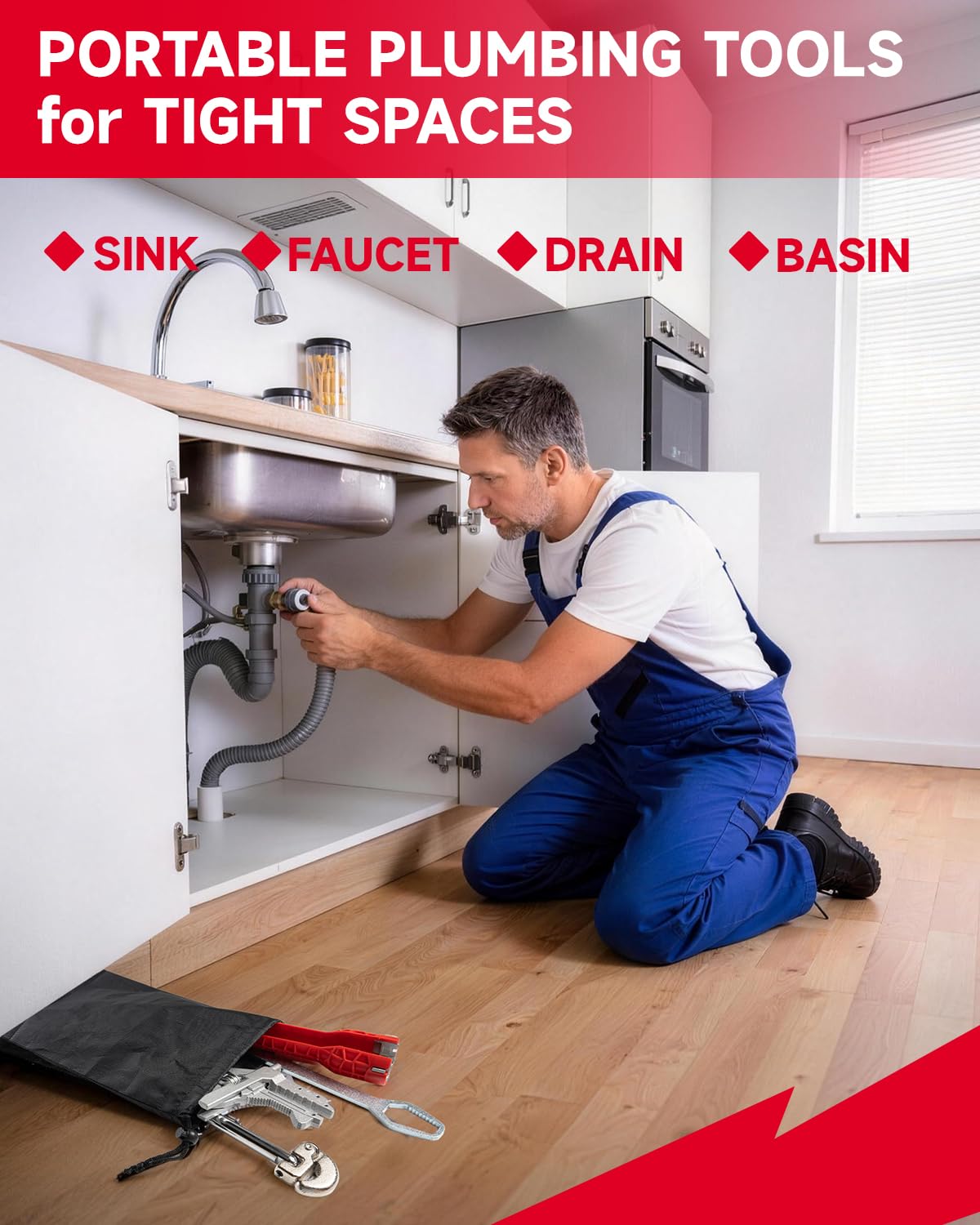 Vorhixa 6pcs in-use kit photo shows easy DIY faucet tasks.