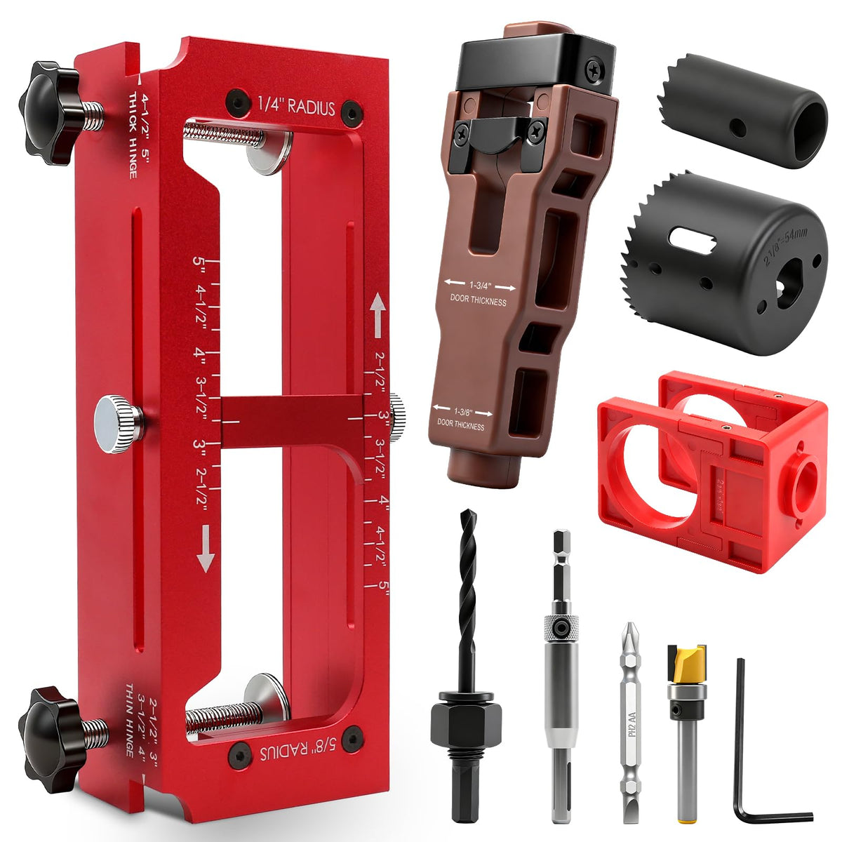 Vorhixa all-in-one door hinge jig shown for precise hinge mortising and setup.