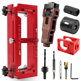 Vorhixa all-in-one door hinge jig shown for precise hinge mortising and setup.