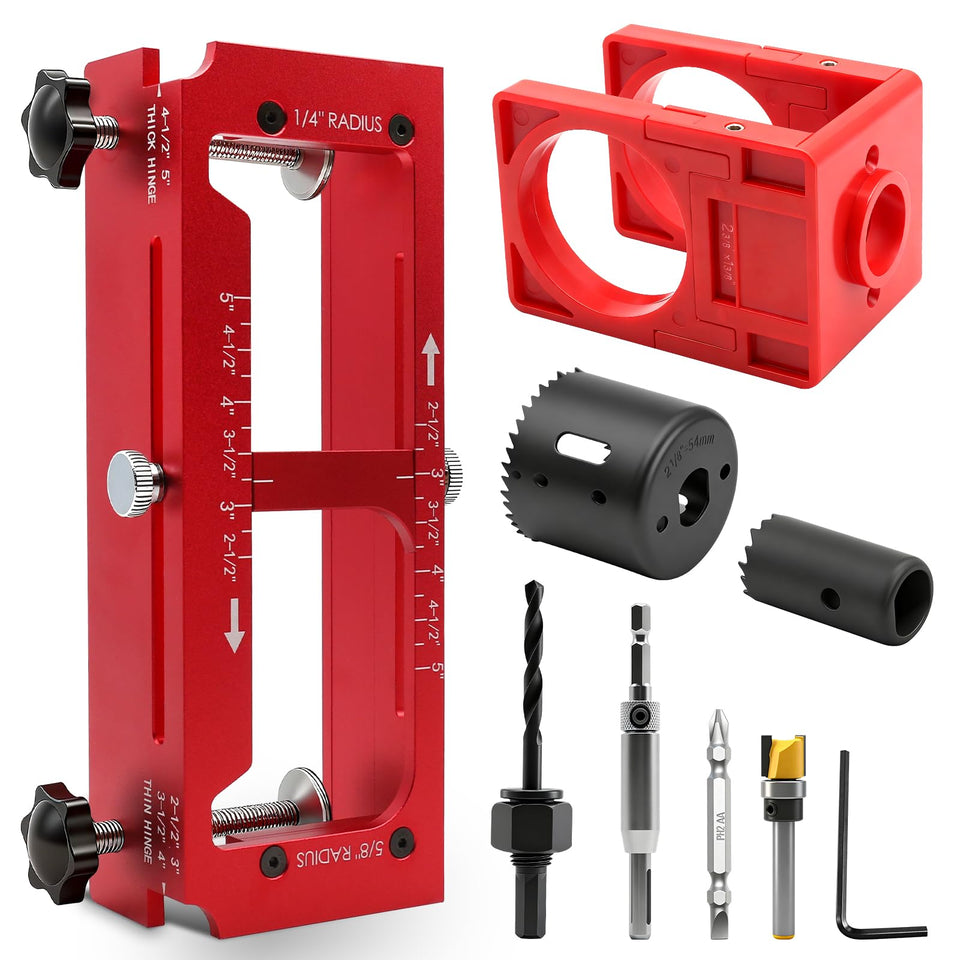 Vorhixa door hinge jig front view for precise mortising and clean results