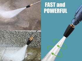 Vorigy soap nozzle enables foamy pretreatment for grime lifting.