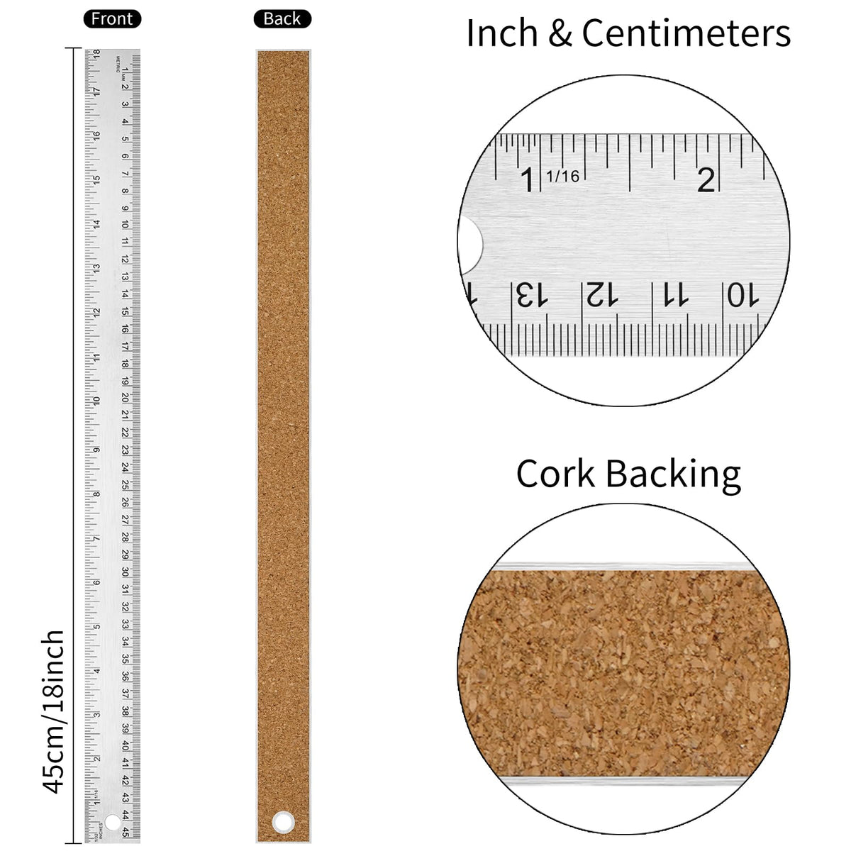 VORIGY cork-backed ruler on desk for ink-safe, non-slip drafting.