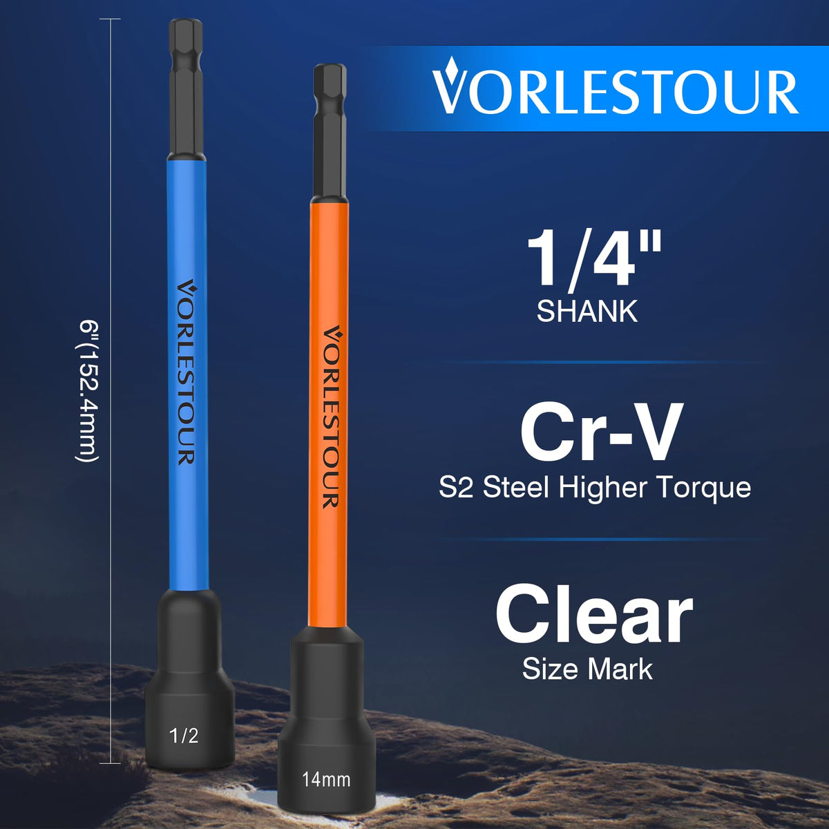 Vorlestour 6-inch long nut drivers reach tight spaces with ease