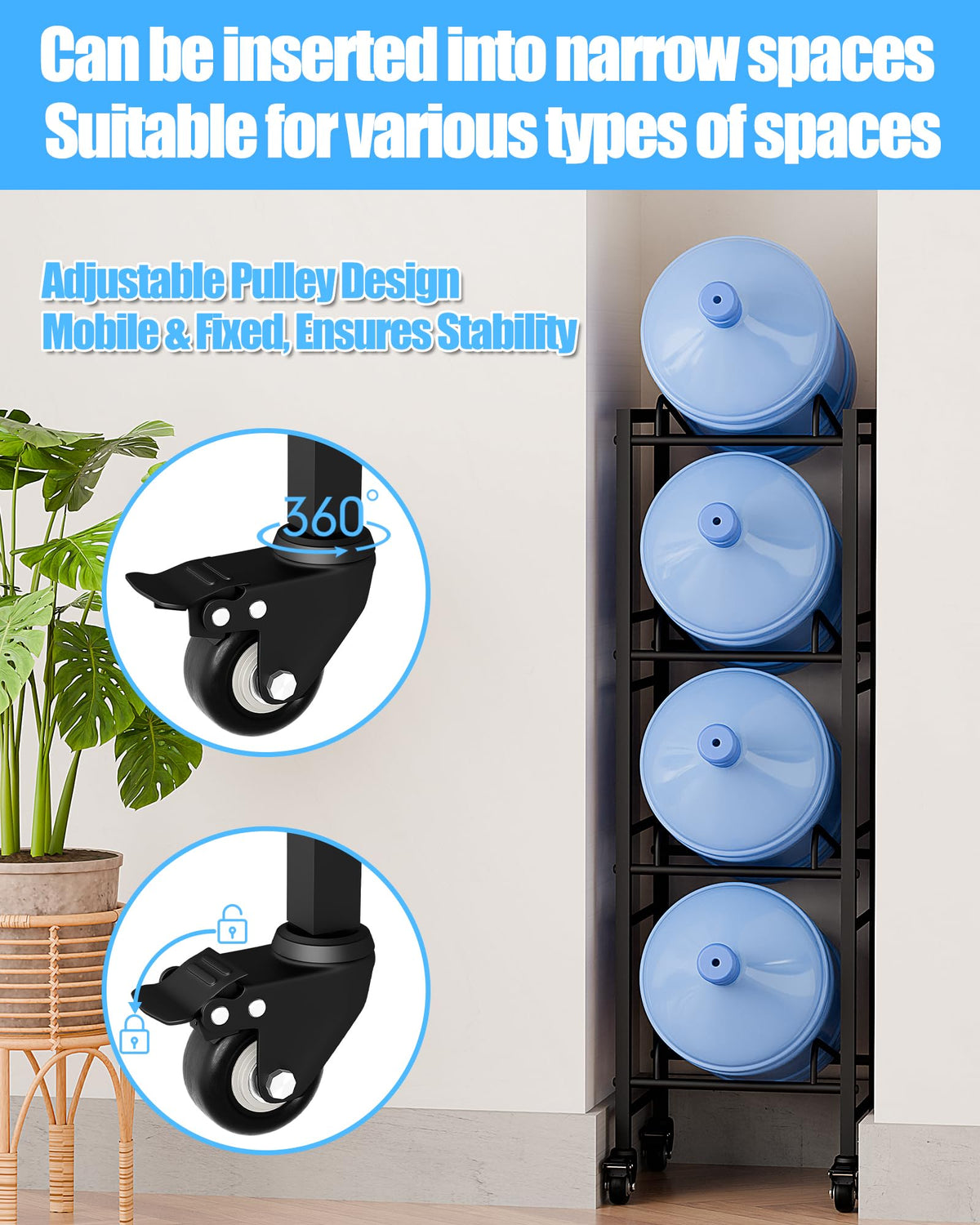 Vorshape 55-lb per level capacity ensures stable stacking of jugs.
