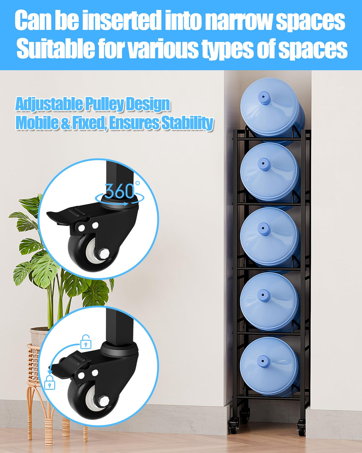 Vorshape black water rack adds compact storage to any room.