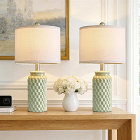 Vortether green ceramic honeycomb base lamp for stylish nightstands.