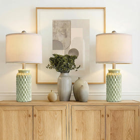 Vortether modern farmhouse nightstand lamp in green finish.