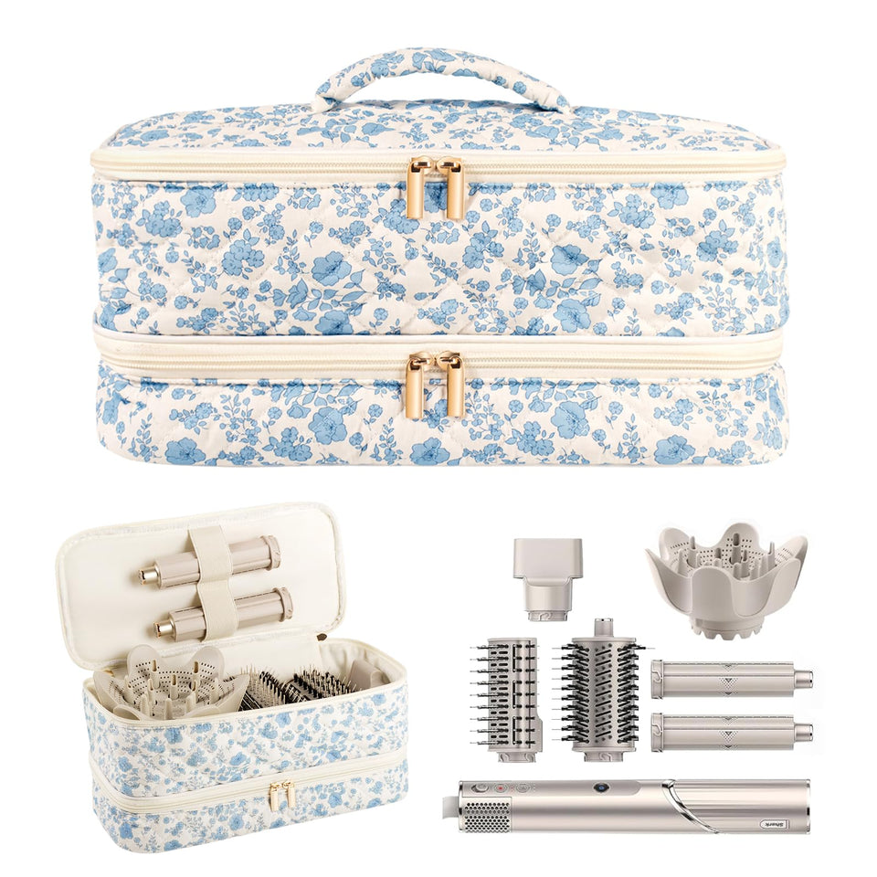 Voryssent hair tools travel bag with floral quilted design and padded protection.