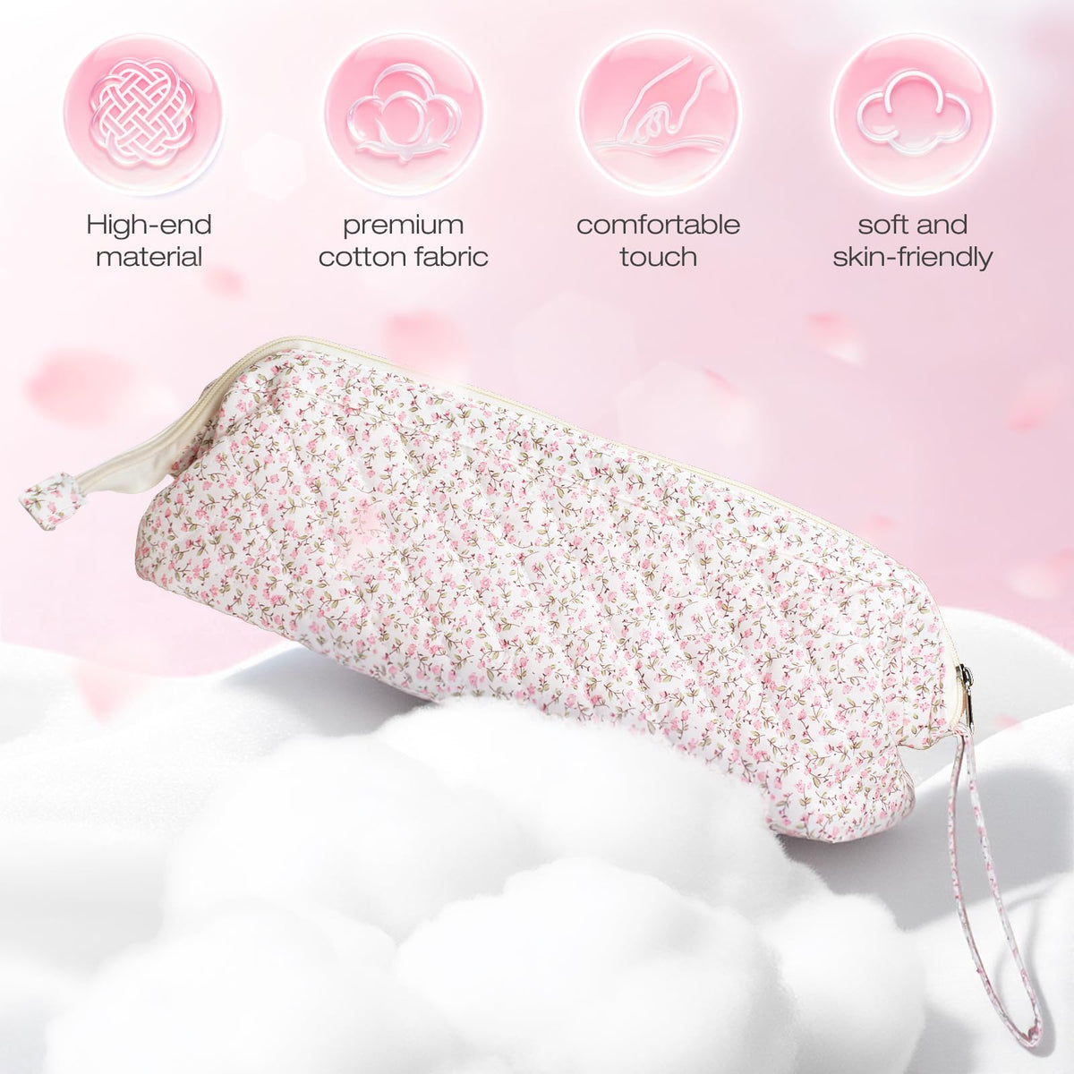 Voryssent Quilted Hair Tool Travel Bag sturdy carry handle for easy transport.