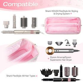 Voryssent Quilted Hair Tool Travel Bag interior with attachment compartments for Dyson Airwrap.