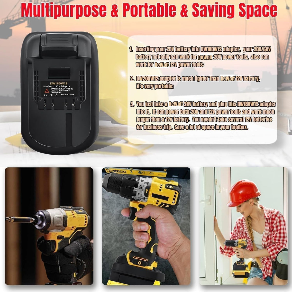 Vosaplk YMWLKJ exclusive step-down tech supports safe operation with DeWalt tools
