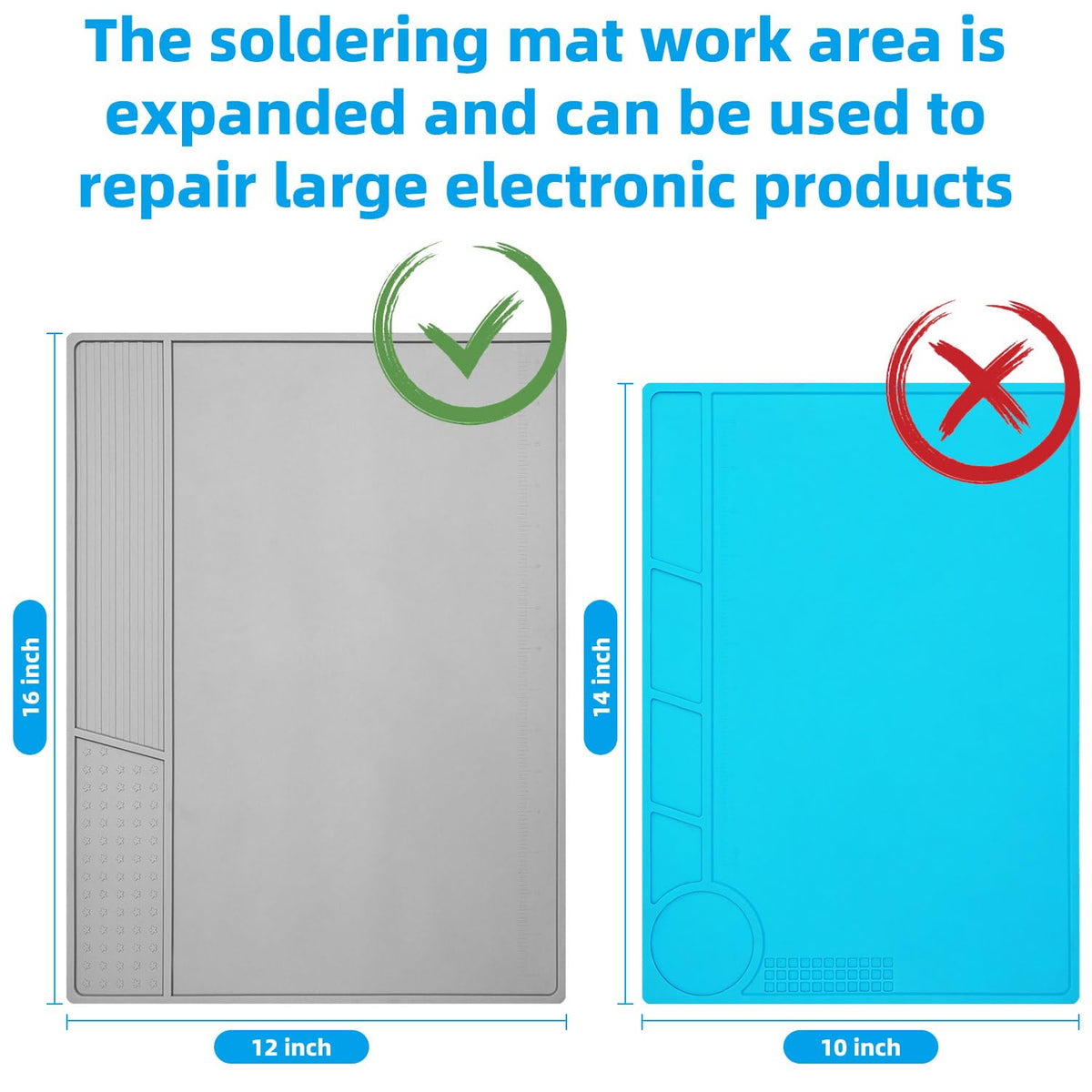VOTCT grey soldering mat anti-skid surface keeps tools steady during repairs