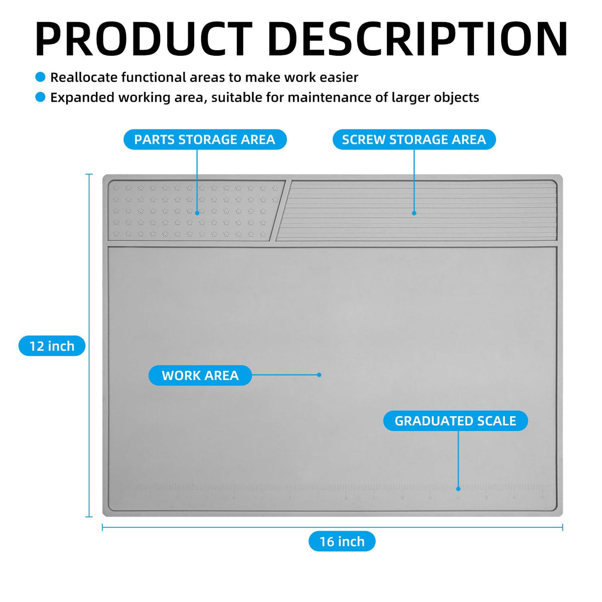 VOTCT grey soldering mat organization tray for small components