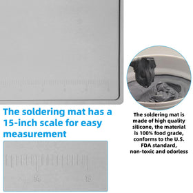 VOTCT grey soldering mat with built-in scale ruler close-up for precise measurements