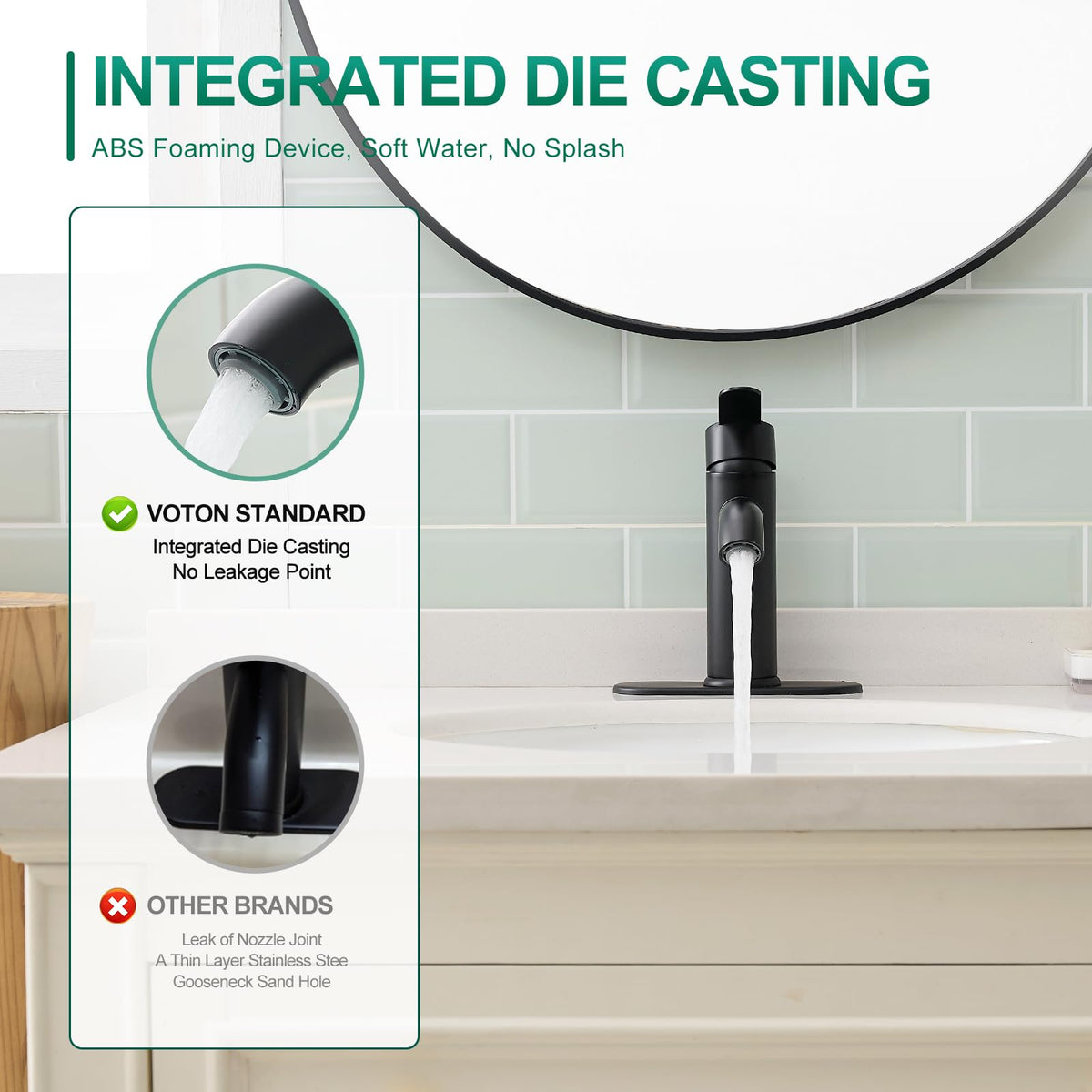 VOTON pop-up drain included with matte black faucet